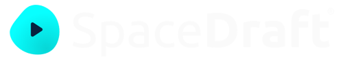 Play Button - Neon and Text Logo (One Line) - White SMALL